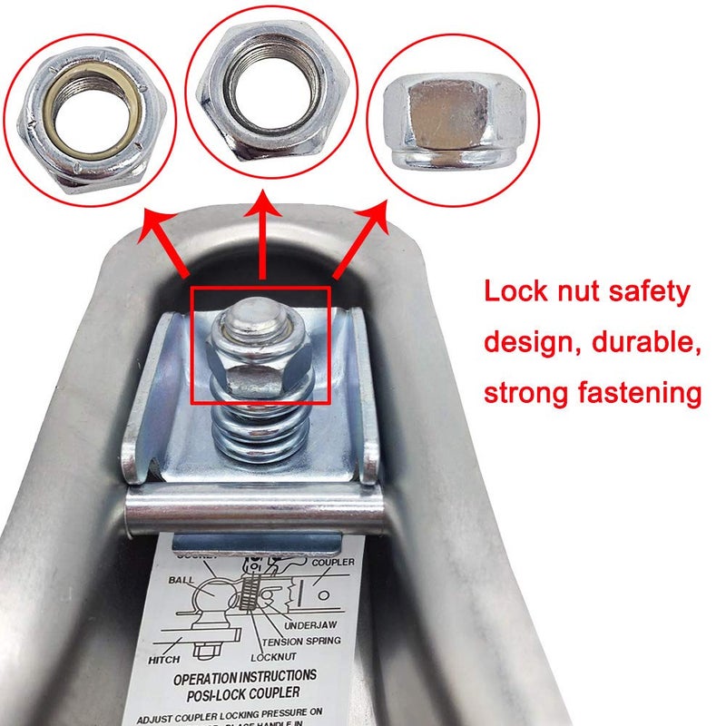 NBJINGYI Straight Trailer Coupler 1-7/8" Ball 2" Channel Width 2000 LBSTrailer Tongue Coupler - Image 4